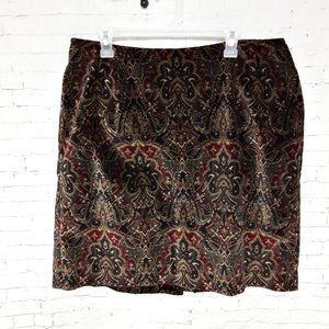 Talbots Velvet Suede Lined Skirt Brown Red 18W